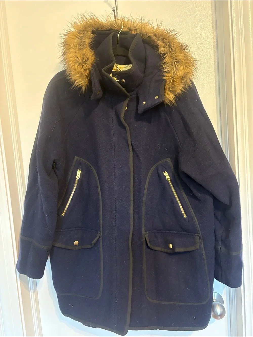 J. Crew Navy Summit parka in Italian stadium-cloth wool